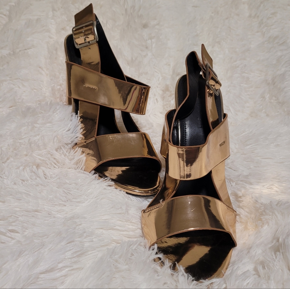 Rose Gold Patent Leather Sandals